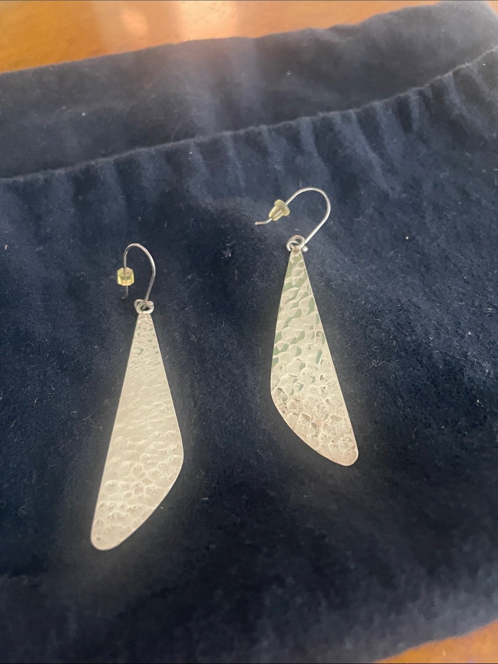 Hammered Silver Teardrop Dangle Earrings